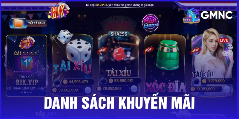Danh sách khuyến mãi dành cho thành viên Rik Vip