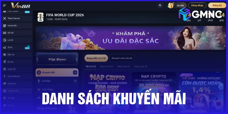 Danh sách khuyến mãi hiện có