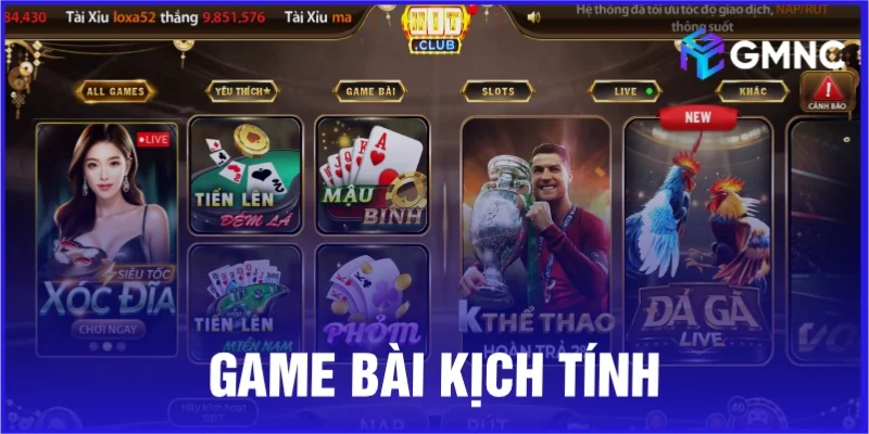 Game bài là sảnh chơi nổi bật nhất tại Hit Club