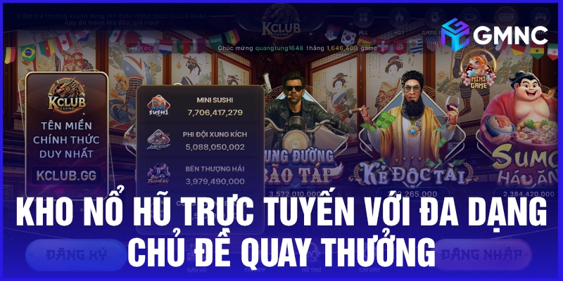 Kho nổ hũ trực tuyến với đa dạng chủ đề quay thưởng