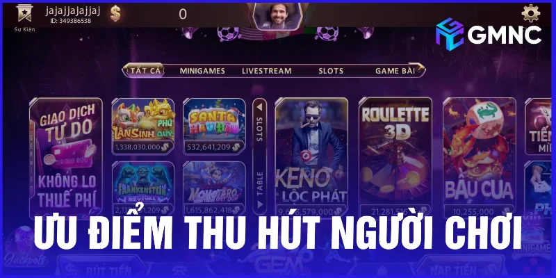 Ưu điểm thu hút người chơi tại Gemwin